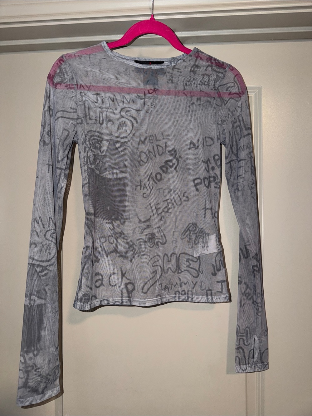 Air Jordan Mesh Long-Sleeve Gray Graphic Top